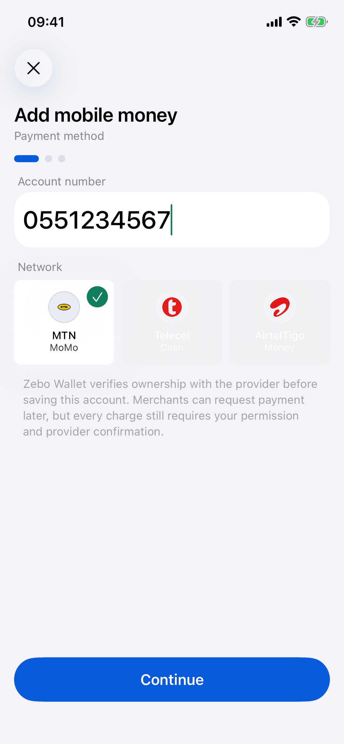 Adding an MTN Mobile Money account to Inttegro Wallet
